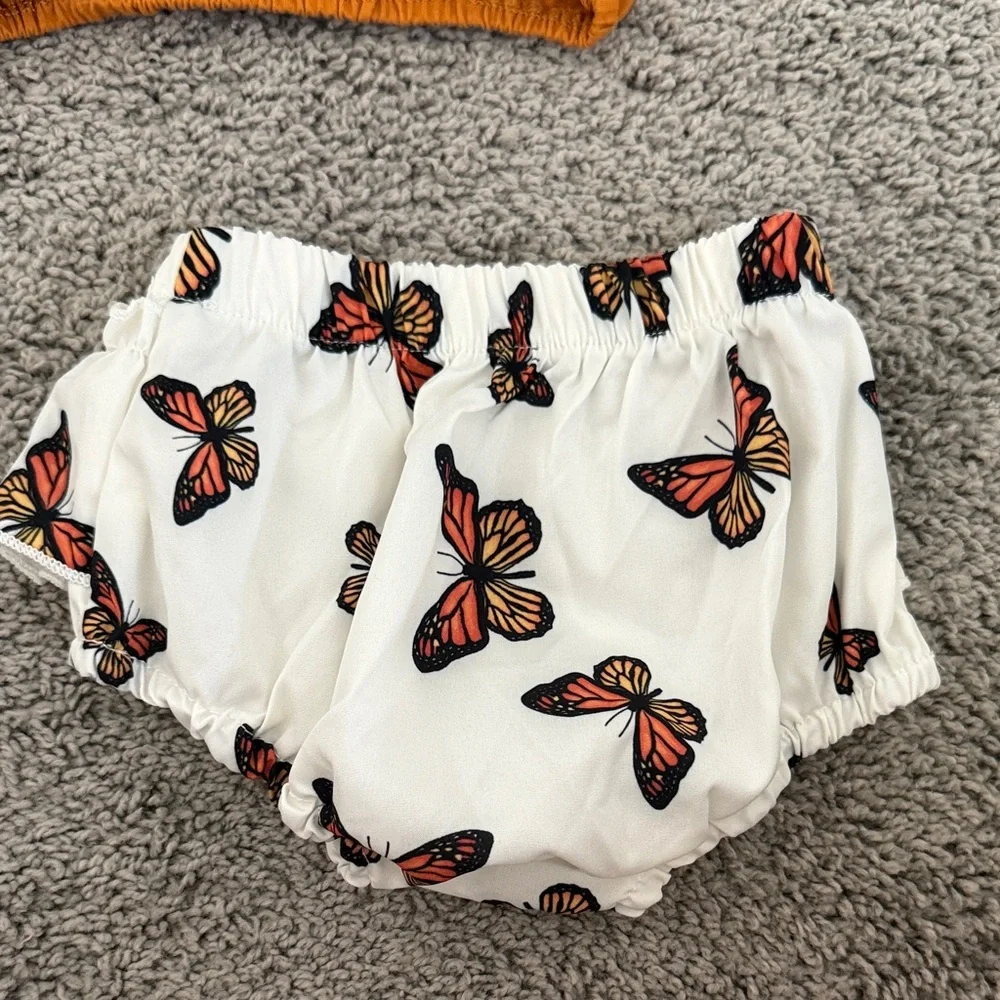 SHEIN Orange and White Butterfly Diaper Cover Set